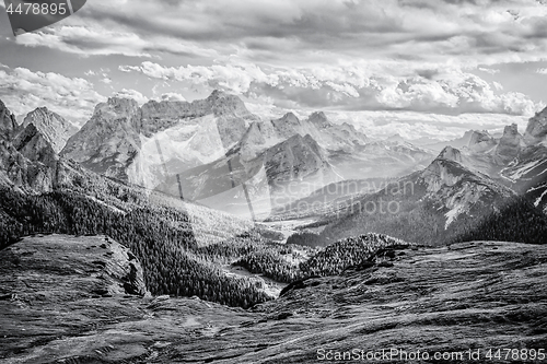 Image of Dolomites, black and white landscape