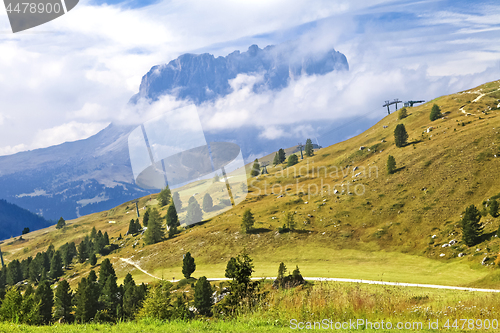 Image of Sassolungo mountain in Dolomites