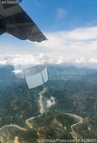 Image of Nepal and Himalayas landscape view from airplane