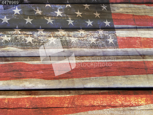 Image of American flag on wood