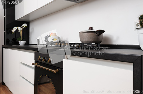 Image of Modern classic black and white kitchen