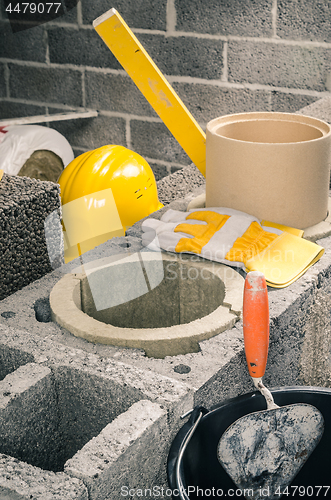 Image of construction of a modular chimney