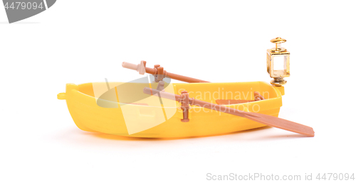 Image of Plastic old small boat isolated on white background