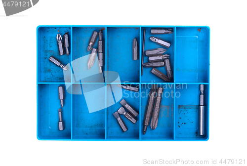 Image of Screwdriver bits in a blue box