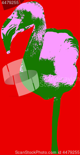 Image of Flamingo picture over green background