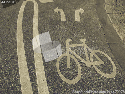 Image of Vintage looking Bike lane sign