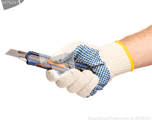 Image of Hand with glove and knife