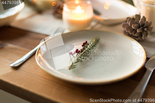 Image of table setting for christmas dinner at home