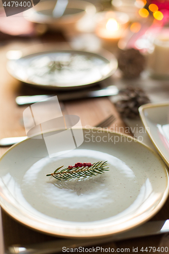 Image of table served for christmas dinner at home
