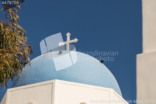 Image of typical Santorini church in Greece in the Cyclades