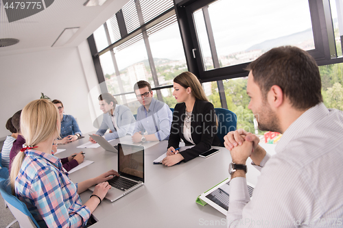 Image of Business Team At A Meeting at modern office building