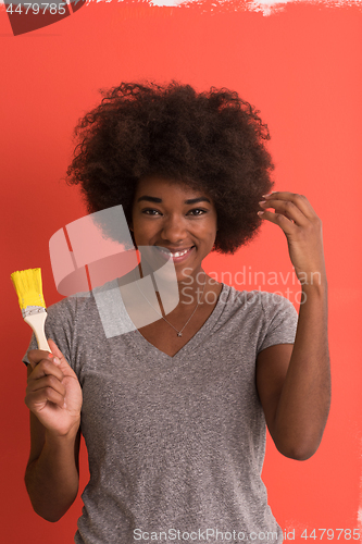 Image of black woman painting wall