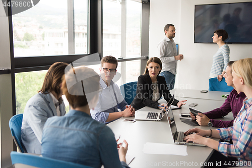 Image of Business Team At A Meeting at modern office building