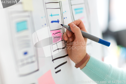 Image of ui designer working on user interface at office