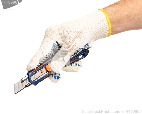 Image of Hand with glove and knife