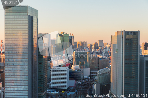 Image of view to railway station in tokyo city, japan