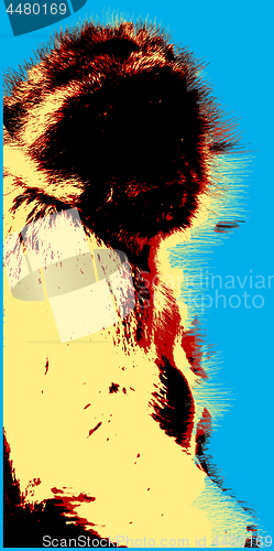 Image of Picture with ape over blue background