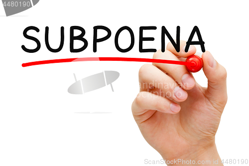 Image of Word Subpoena Handwritten With Marker