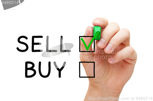 Image of Choosing To Sell Not To Buy Check Mark Concept