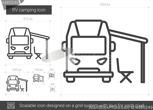 Image of RV camping line icon.