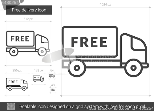 Image of Free delivery line icon.