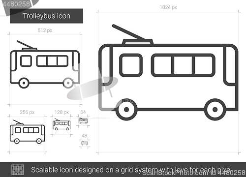 Image of Trolleybus line icon.