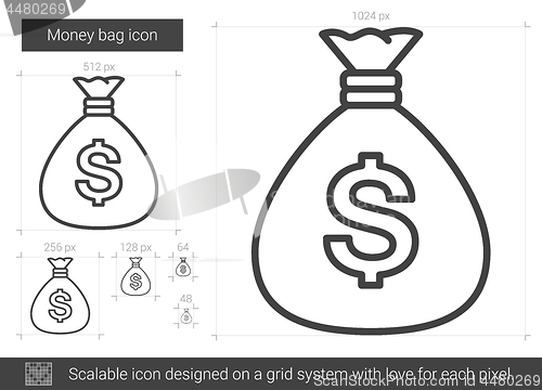 Image of Money bag line icon.