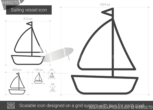 Image of Sailing vessel line icon.