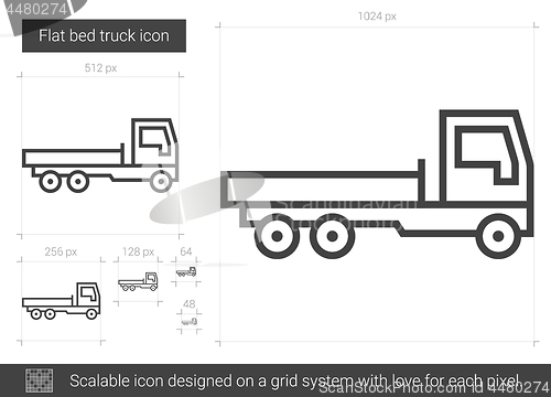 Image of Flat bed truck line icon.