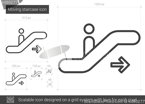 Image of Moving staircase line icon.