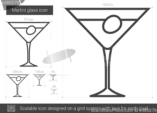 Image of Martini glass line icon.