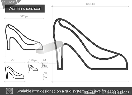 Image of Woman shoes line icon.