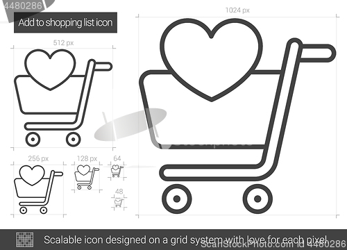 Image of Add to shopping list line icon.