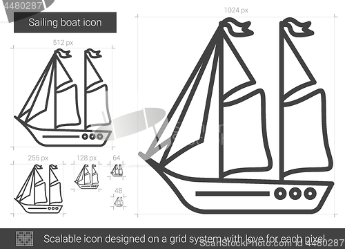 Image of Sailing boat line icon.