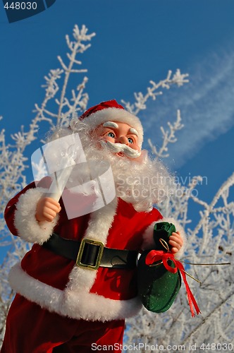 Image of Toy Santa Claus. Christmas card. 