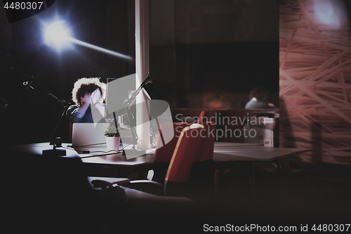 Image of businessman relaxing at the desk