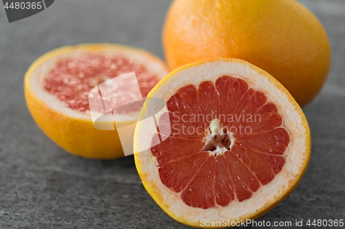 Image of close up of fresh juicy grapefruits