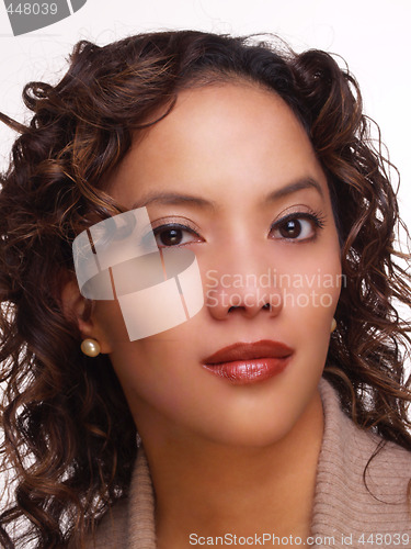 Image of Portrait Young Woman Hispanic Background