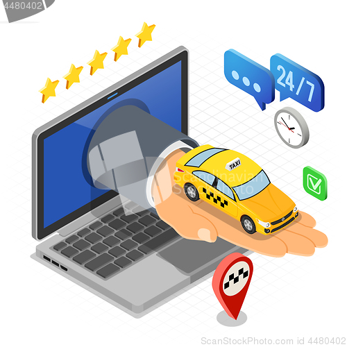 Image of Online Taxi Isometric Concept