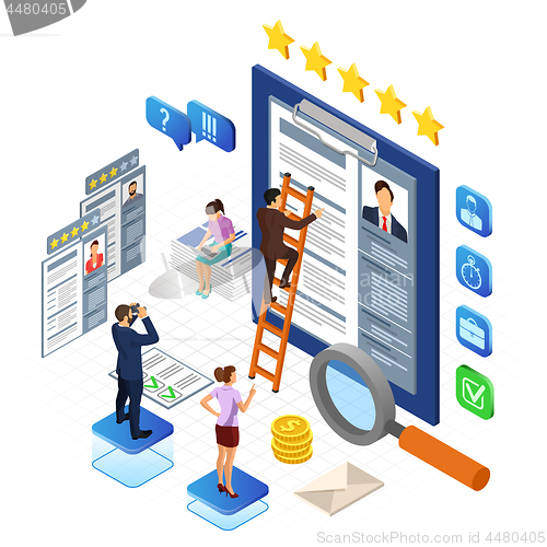 Image of Online Isometric Employment and Hiring Concept