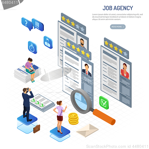 Image of Online Isometric Employment and Hiring Concept