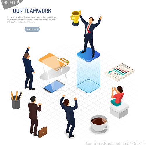 Image of Isometric Business Teamwork Success Concept