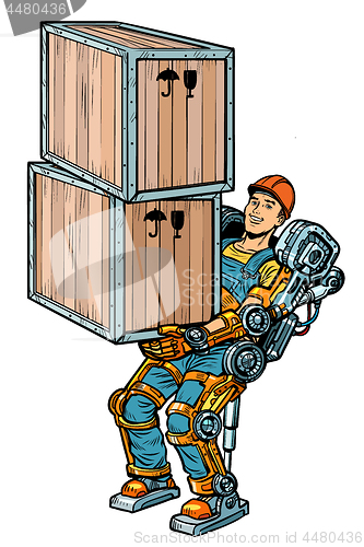 Image of container loader. working in the exoskeleton