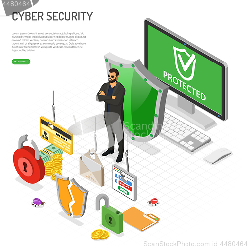 Image of Cyber Security Isometric Concept