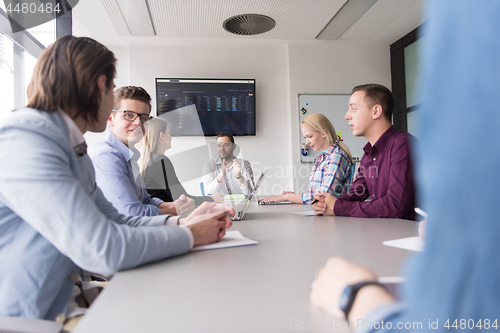 Image of Business Team At A Meeting at modern office building