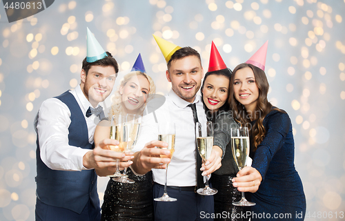 Image of friends with champagne glasses at birthday party