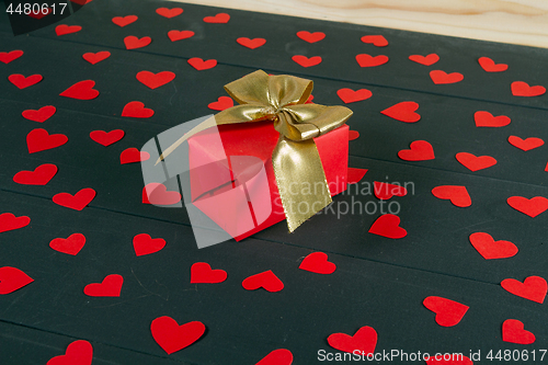 Image of Gift boxes on wooden table