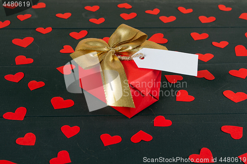 Image of Gift boxes on wooden table