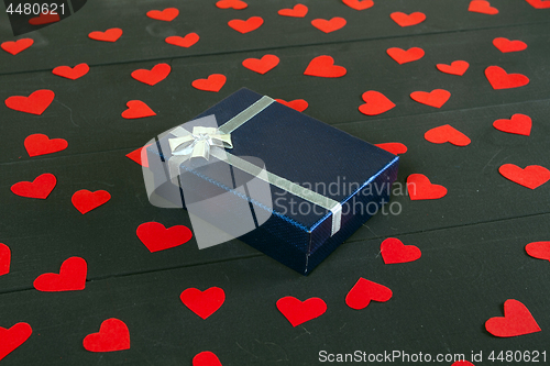 Image of Gift boxes on wooden table