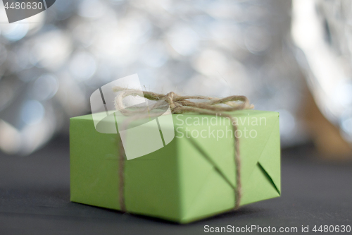 Image of Gift boxes on wooden table